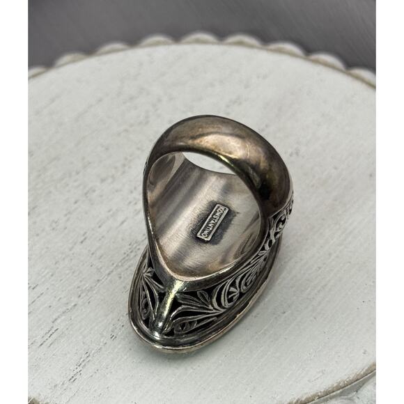 Konstantino Sterling Silver & 18k Yellow Gold Topaz Cocktail Ring SZ 7.5 /22.77g - Picture 5 of 8